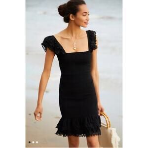 Anthropologie Peixoto Women's Black Belle Mini Dress Bodycon Dress NWOT Size L